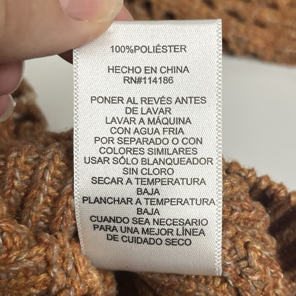 Frye & Co Women's Chunky Crochet‎ Open Knit Sweater Rust/Tan Size Medium - Picture 4 of 7